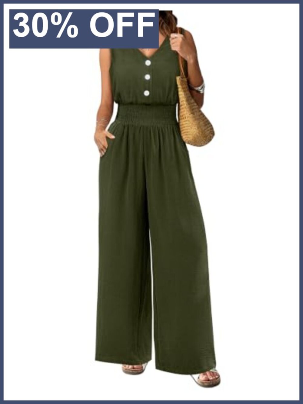 Women's Sleeveless Wide Leg Jumpsuit Dressy Casual One Piece Summer Outfit
